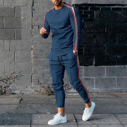 Men's Long Sleeve T-shirts and Pants Two Piece Blue geometry 3D Printed Men's Sets Casual Suit nike tech fleece